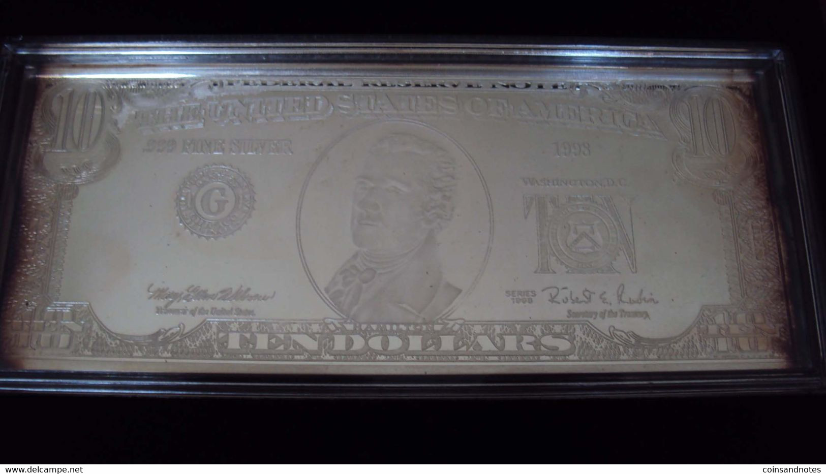 USA 1998 - The Washington Mint - Wooden Box 7 x 4 Troy Oz Silver Banknotes - Proof