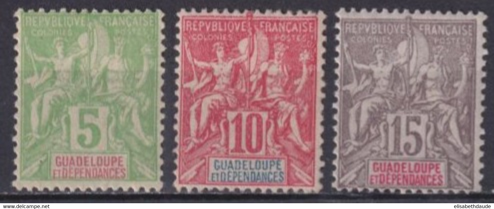 GUADELOUPE - 1900 - YVERT N° 40/42 * MH - COTE = 38 EUR. - - Unused Stamps