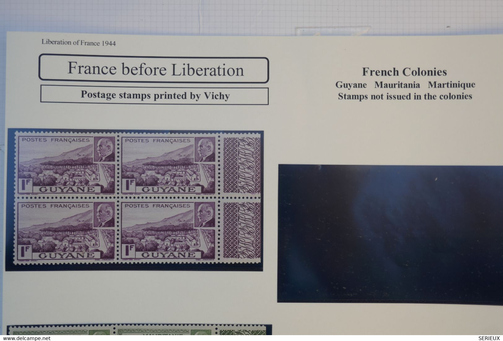 BE7 GUYANNE  FRANCE   BEAU BLOC 1F N°172+BELLE GOMME +  FRANCE BEFORE LIBERATION  +TABS +INTERESSANT - Unused Stamps