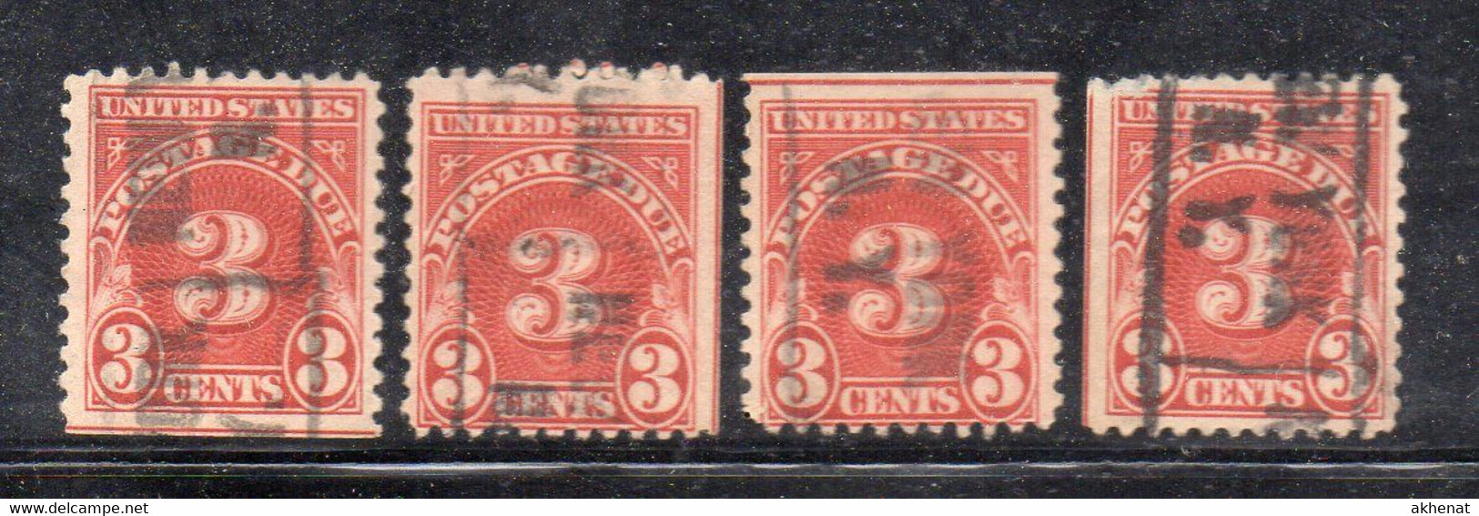 OM6 - STATI UNITI 1917 , Espressi : 4 Esemplari Usati . Dent 11 (1 Lato ND) - Postage Due