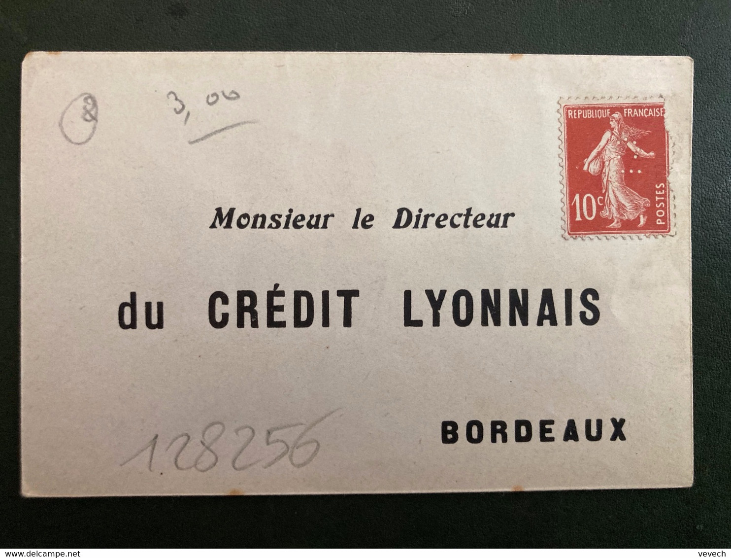 LETTRE REPONSE CREDIT LYONNAIS BORDEAUX (33) TP SEMEUSE Perforé CL NEUF - Covers & Documents