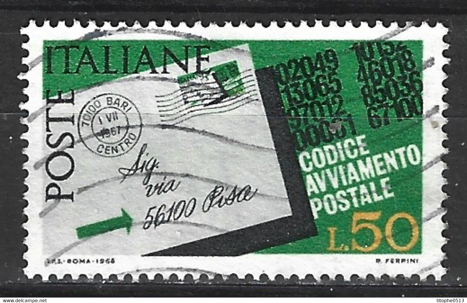 ITALIE. N°980 De 1968 Oblitéré. Code Postal. - Codice Postale