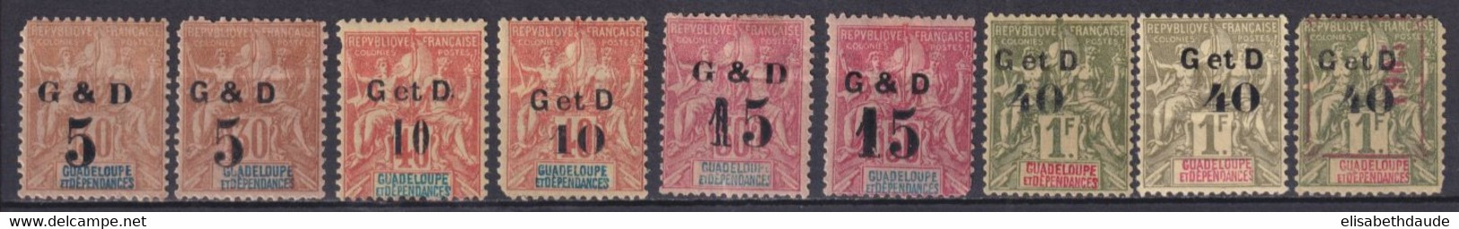 GUADELOUPE - 1903 - PETIT LOT DEFECTUEUX - YVERT N° 46/48 + 52 * MH - COTE > 150 EUR. - - Unused Stamps