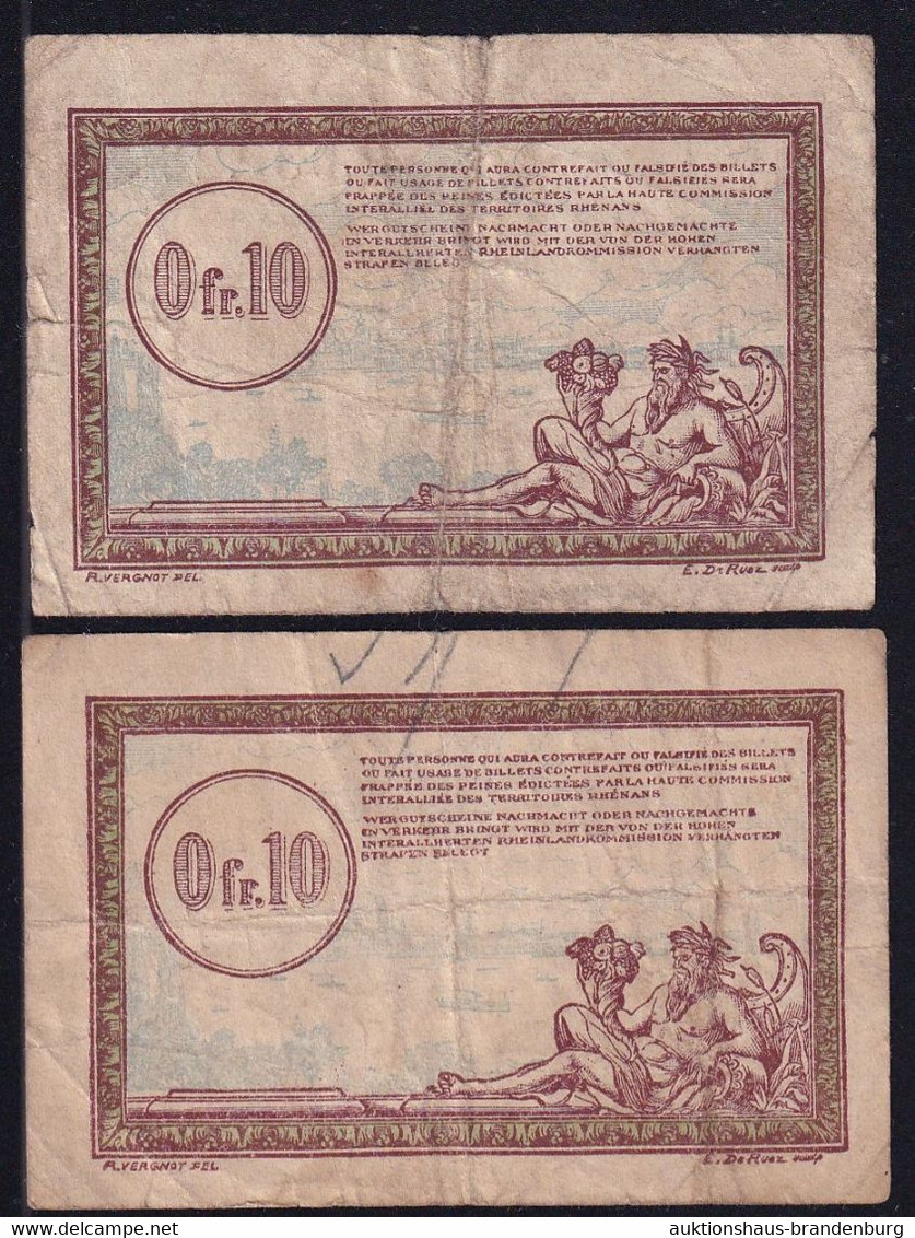 2x 0,10 Francs1923 O.A. - Serie A.1 + A.8 - Régie Des Chemins De Fer Des Territoires Occupés - Unclassified
