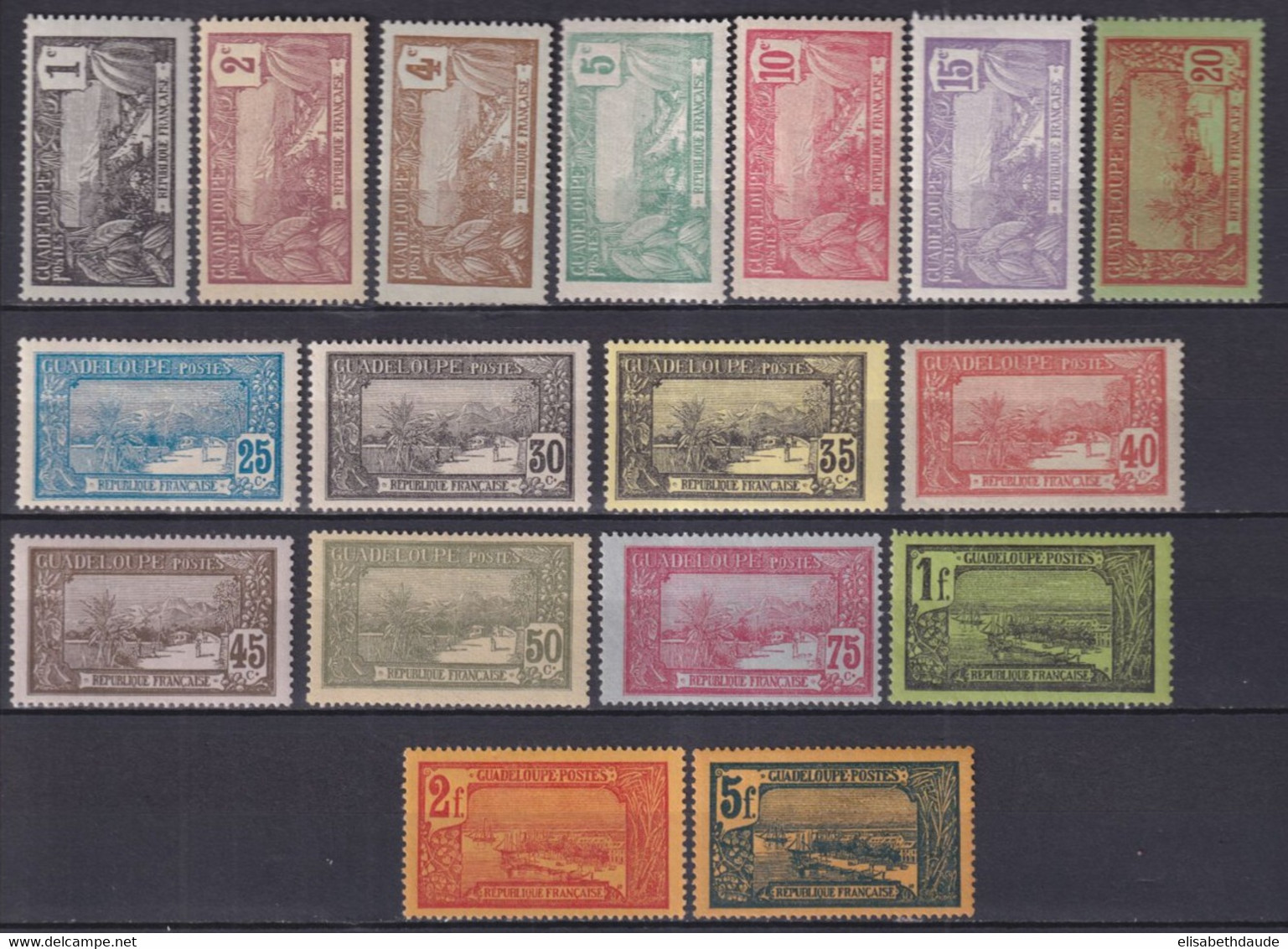 GUADELOUPE - 1905 - YVERT N°55/71 * MH - COTE = 41.5 EUR. - - Neufs