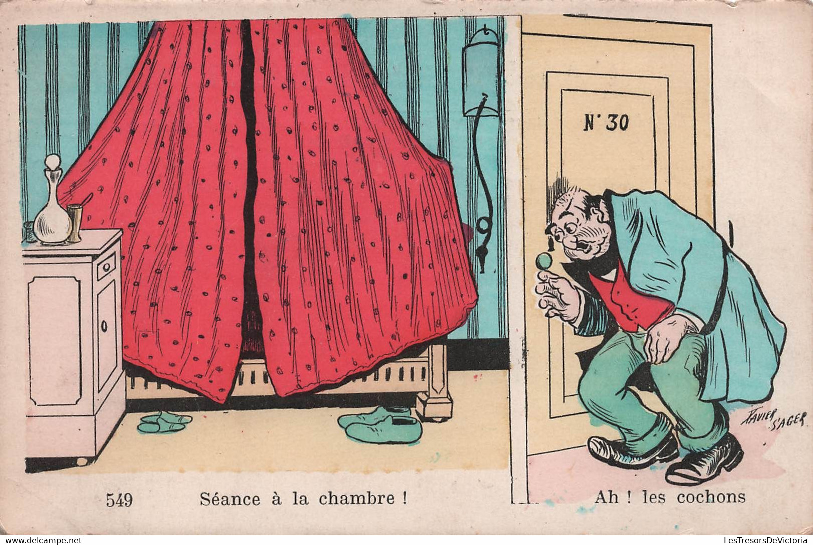 CPA Illustrateur  Xavier Sager - Séance à La Chambre - Ah Les Cochons - Erotique - - Sager, Xavier