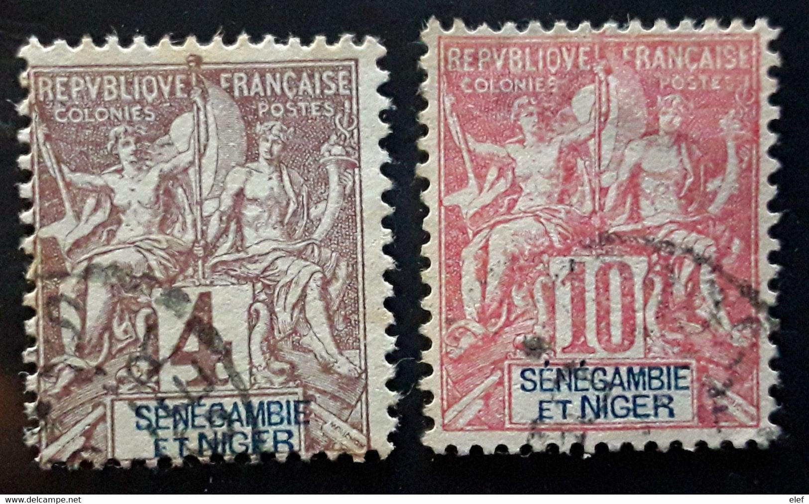 SENEGAMBIE ET NIGER  1903 , Type Groupe Yvert No 3 Et 5, 4 C Lilas Brun / 10 C Rouge Obl   ,TB - Gebraucht