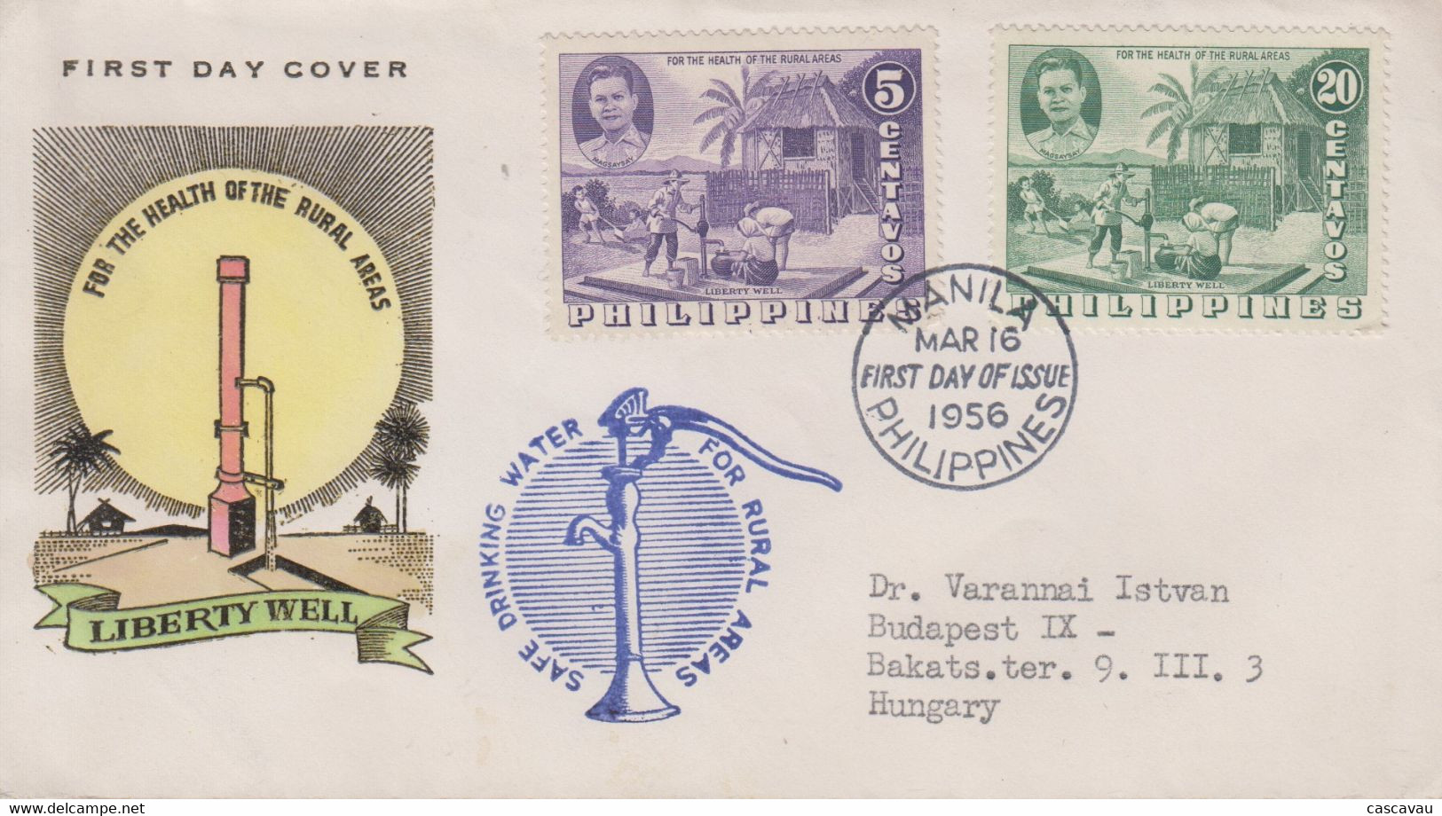 Enveloppe   FDC   1er  Jour    PHILIPPINES   Puits  De  La   Liberté   1956 - Filipinas