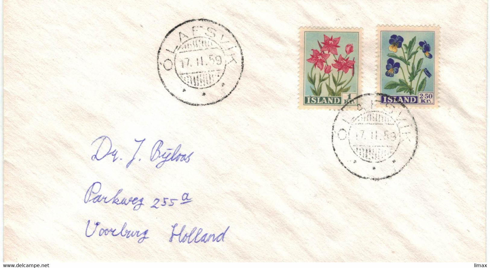 Island Olafsvik Island 1959 - Epilobium Weidenröschen Willow Herb - Stiefmütterchen - Blumen - Storia Postale
