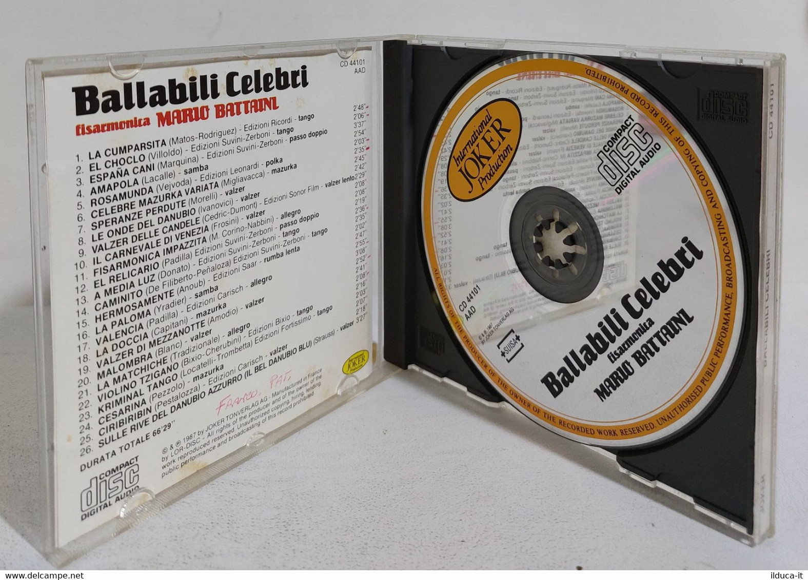 I108424 CD - Ballabili Celebri - Fisrmonica Mario Bettaini - Joker 1987 - Compilaties