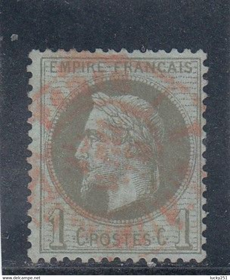 France - Année 1863/70 - N°YT 25 - Oblitération CàD Rouge Des Imprimés - 1c Vert Bronze - 1863-1870 Napoleon III With Laurels