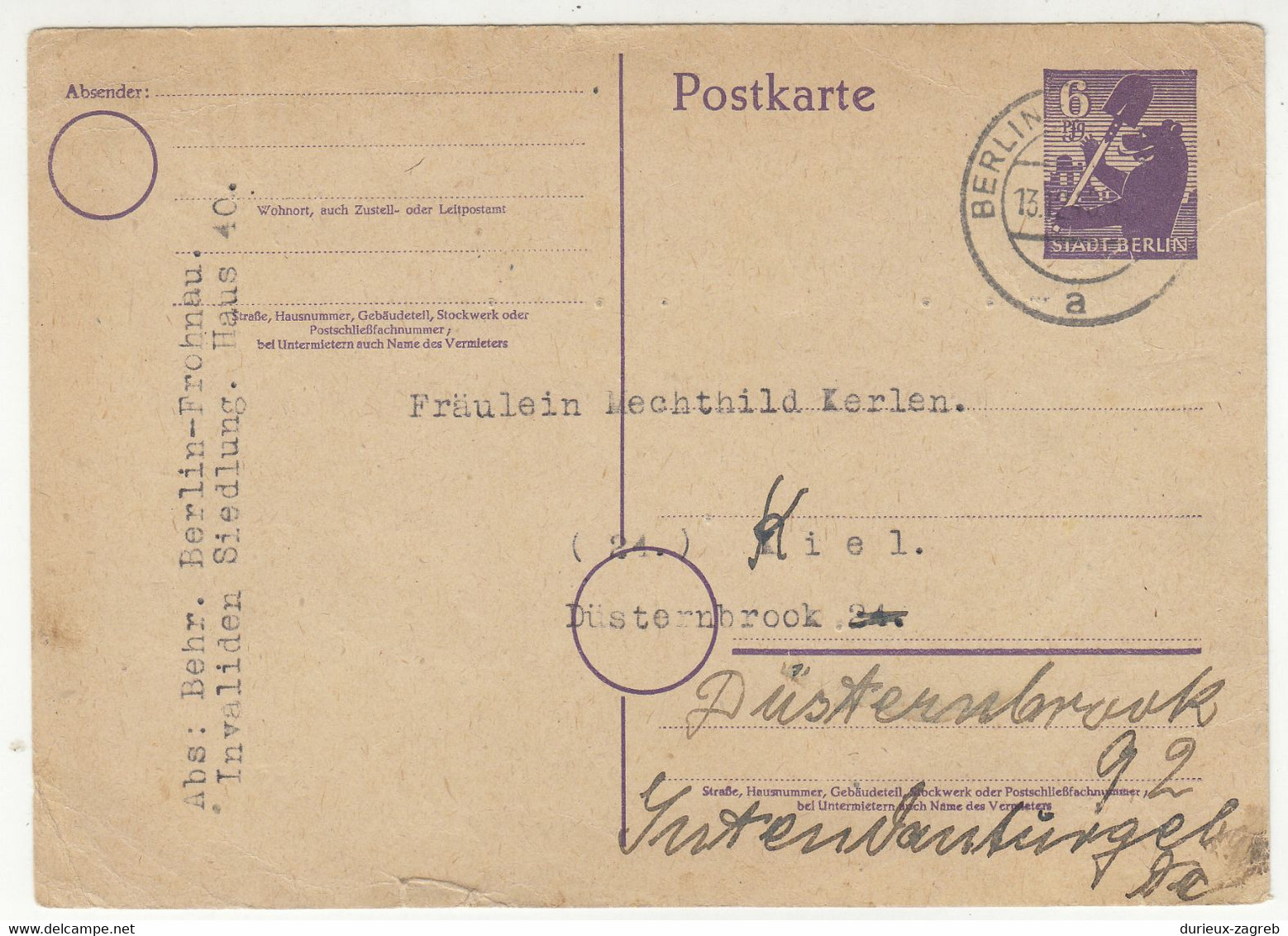 Berlin Postal Stationery Postcard Posted 220920 - Postkarten - Gebraucht