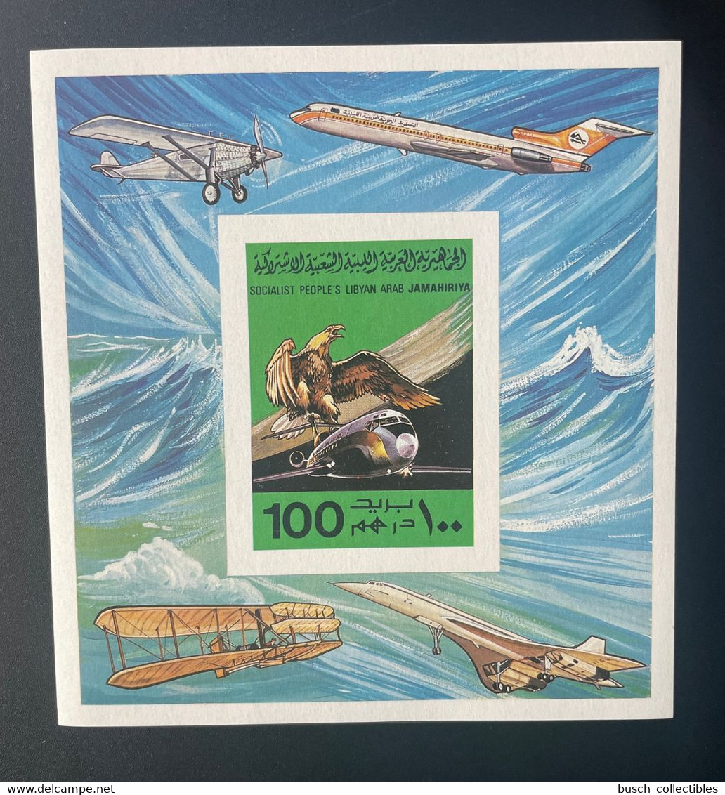Libye Libya 1978 IMPERF ND Mi. Bl. 36 B Wright Brothers Airplane Avion Flugzeug Eagle Adler Aigle Bird Of Prey Concorde - Libya