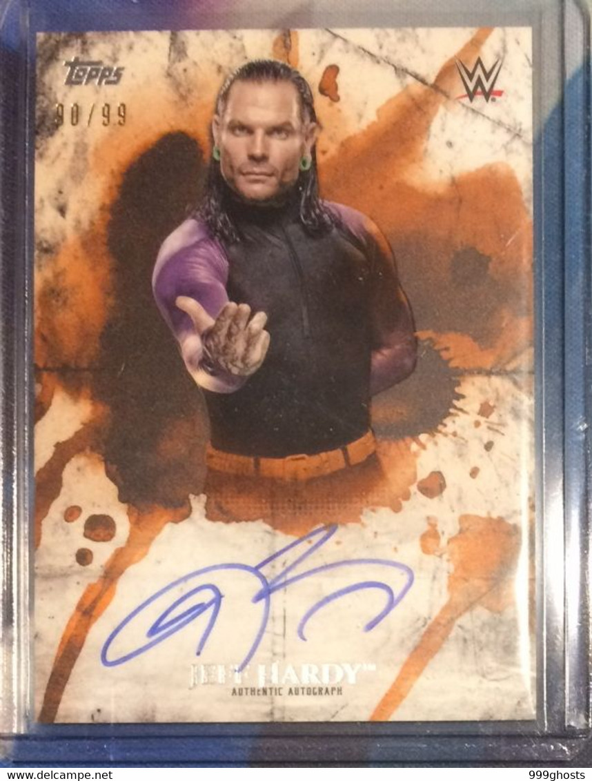 2018 TOPPS Undisputed 90/99 JEFF HARDY Autograph Signed Trading Card WWE Wrestling - Tarjetas