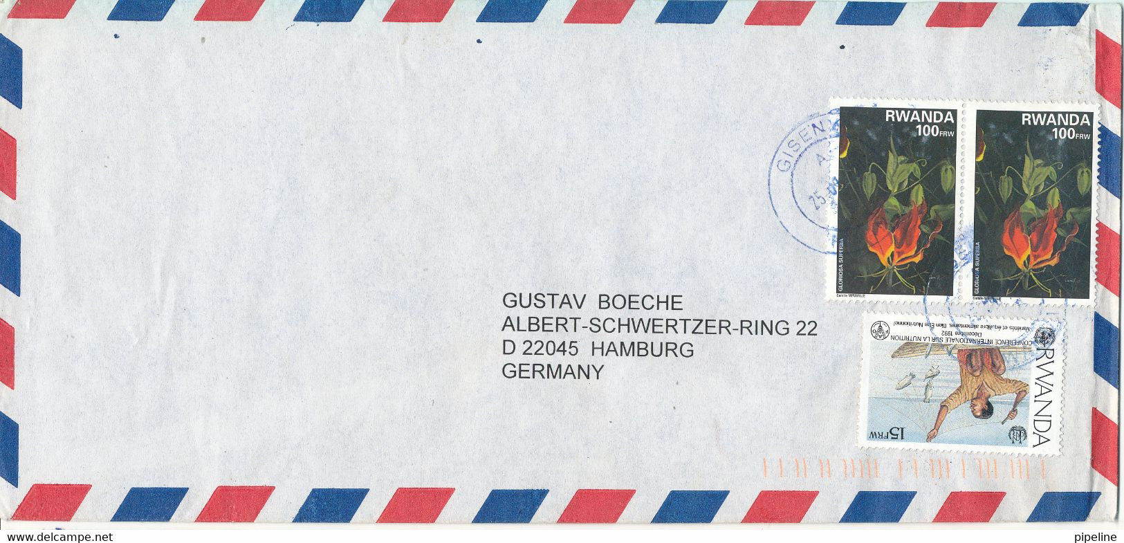 Rwanda Air Mail Cover Sent To Germany - Other & Unclassified