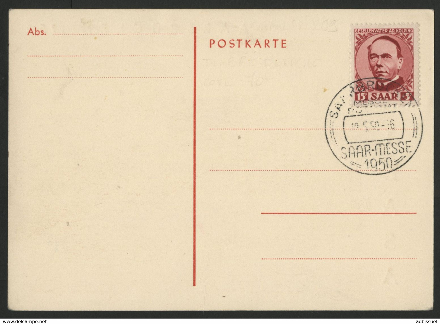 N° 269 KOLPING Cote Détaché 70 € Obl. C. à D. SAARBRUCKEN 12/5/50 Sur CP. Voir Suite - Storia Postale