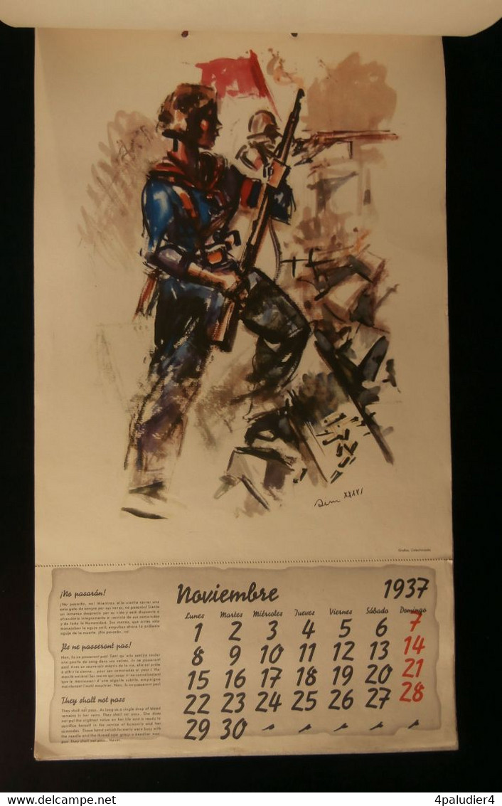 ( Guerre D'Espagne Anarchie Calendrier C.N.T. F.A.I. ) ALMANAQUE DE LA REVOLUCION ESPANOLA 1937 Ill. Par SIM - Grand Format : 1921-40