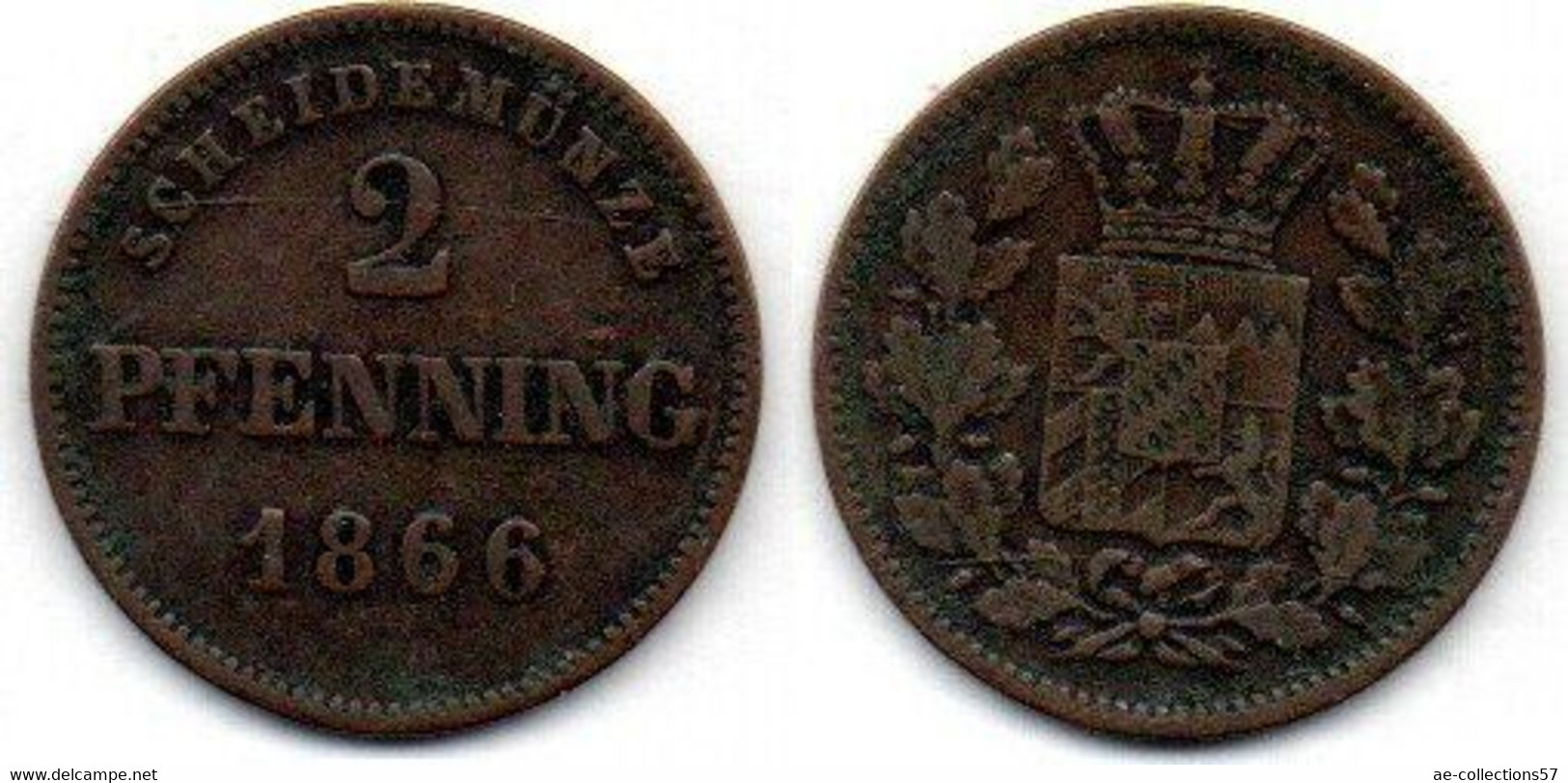 Bayern 2 Pfennig 1866 TB+ - Groschen & Andere Kleinmünzen