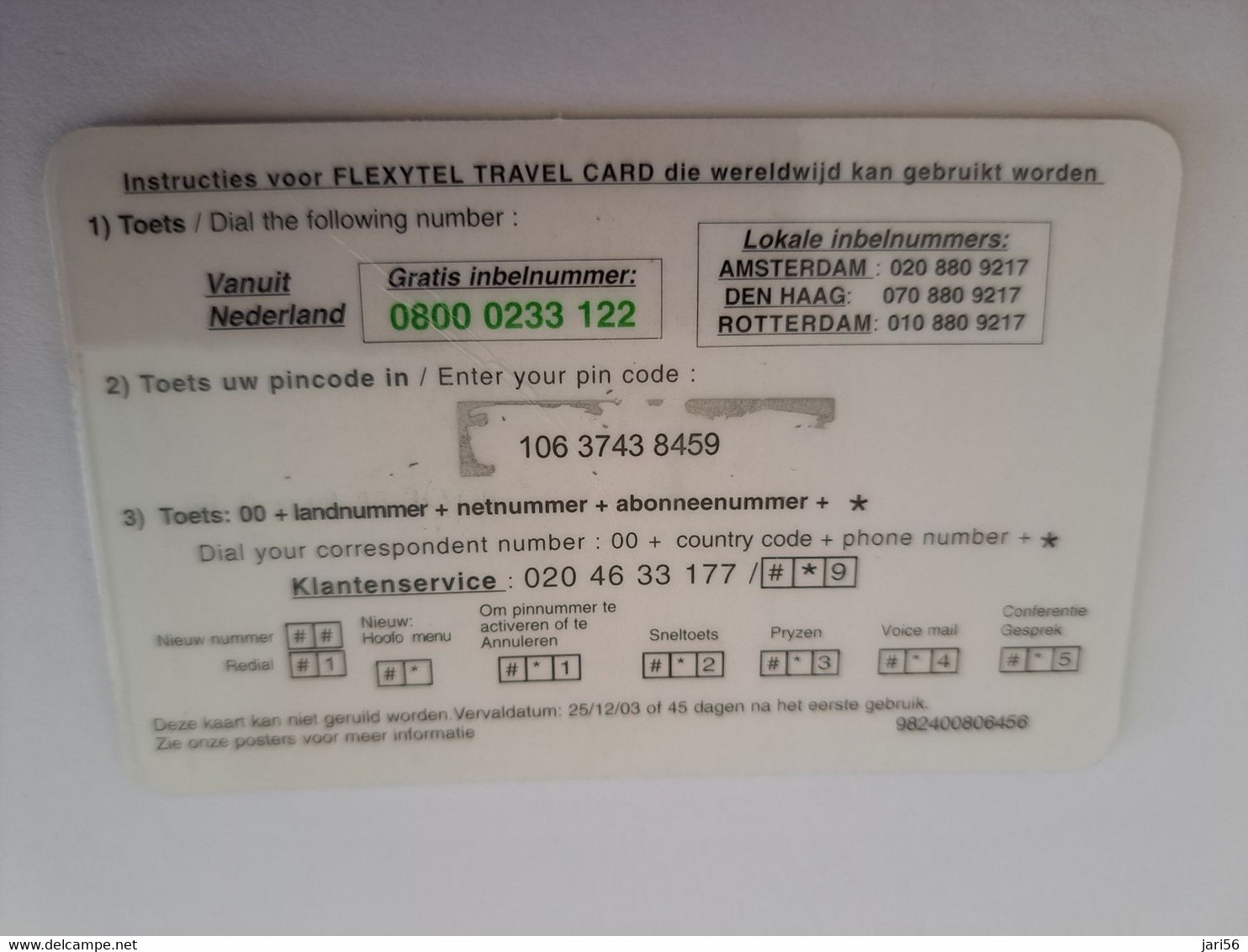 NETHERLANDS  € 12,- FLEXY TEL /PLANE     / OLDER CARD    PREPAID  Nice Used  ** 11204** - Cartes GSM, Prépayées Et Recharges