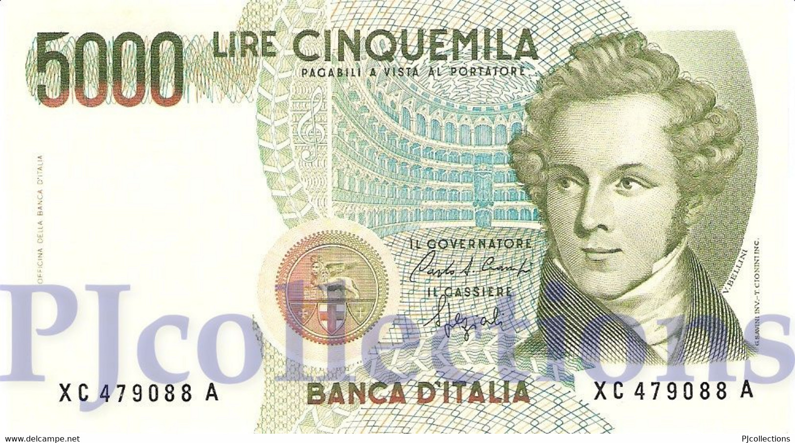 ITALIA - ITALY 5000 LIRE 1985 PICK 111b AU+ PREFIX "XC" REPLACEMENT - 5000 Lire