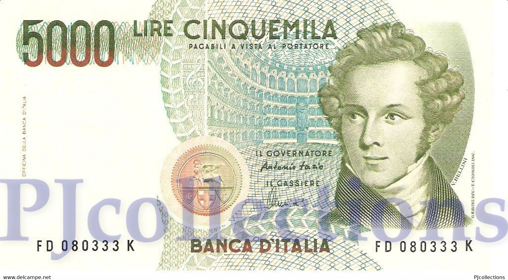 ITALIA - ITALY 5000 LIRE 1985 PICK 111c UNC PREFIX "D" - 5.000 Lire