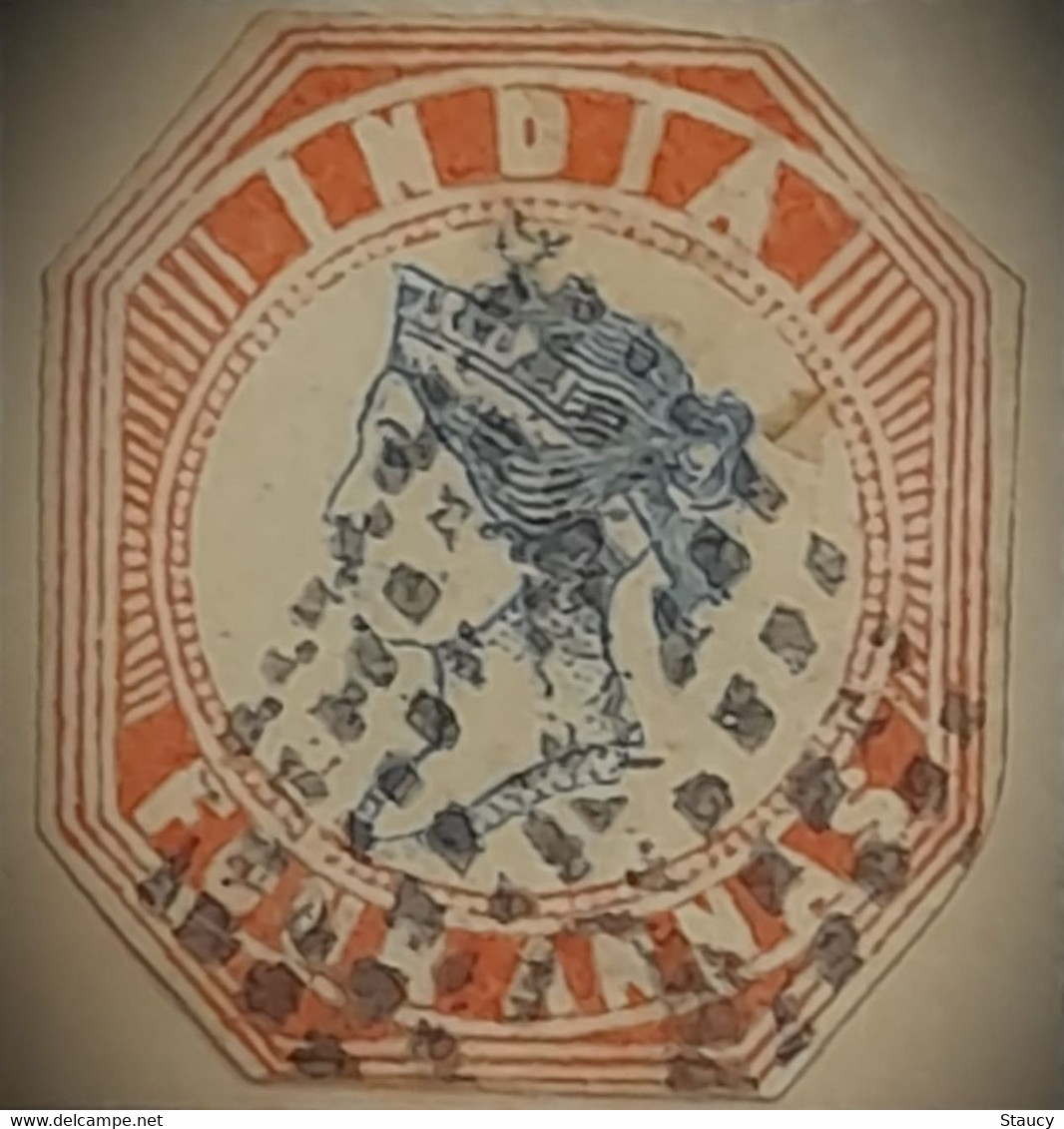 British India 1854 QV Rebacked 4a Four Anna Litho / Lithograph Stamp "HEAD SHIFTING DOWNWARDS" As Per Scan - Other & Unclassified