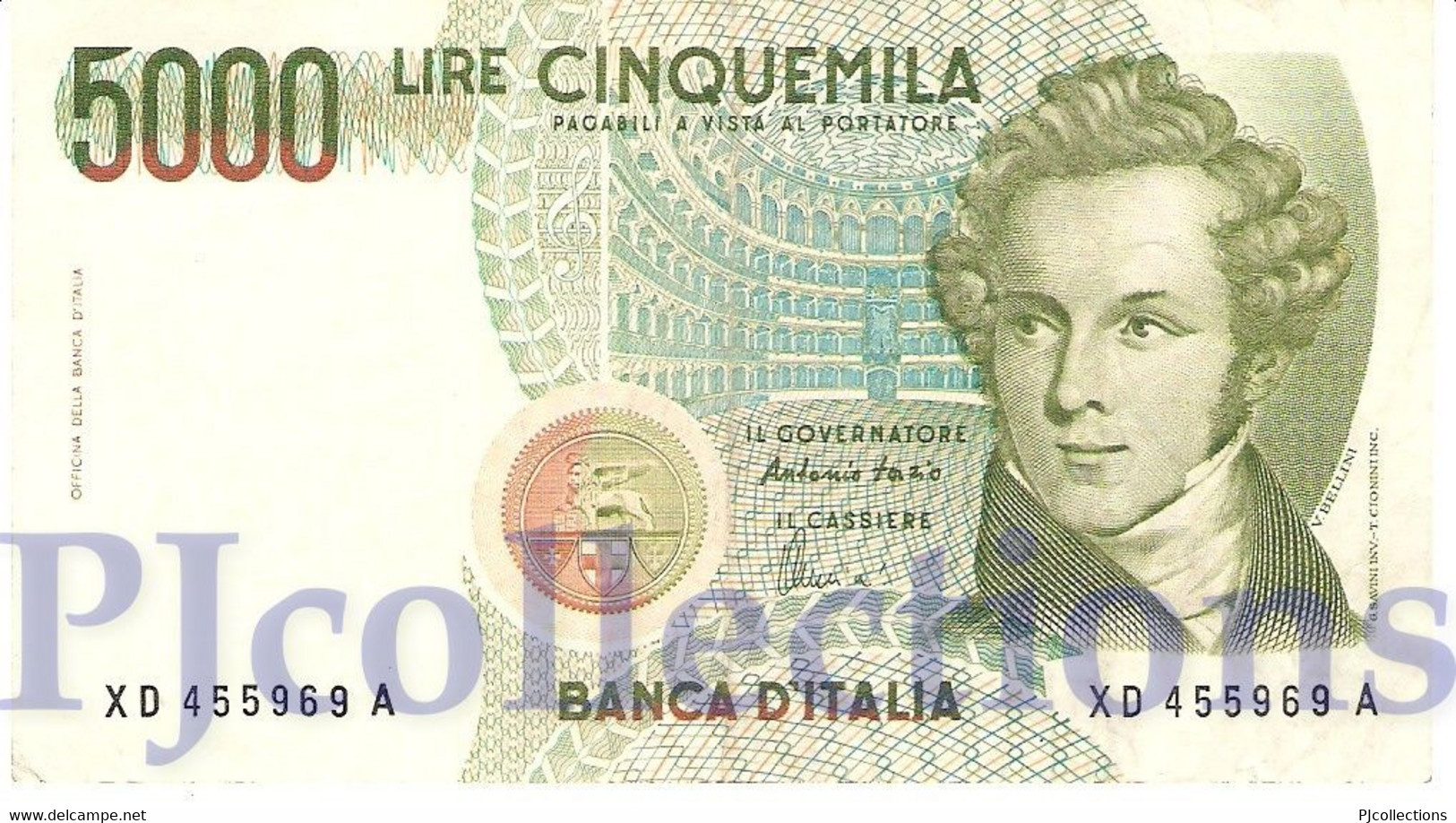 ITALIA - ITALY 5000 LIRE 1985 PICK 111c VF+ PREFIX "XD" REPLACEMENT - 5.000 Lire