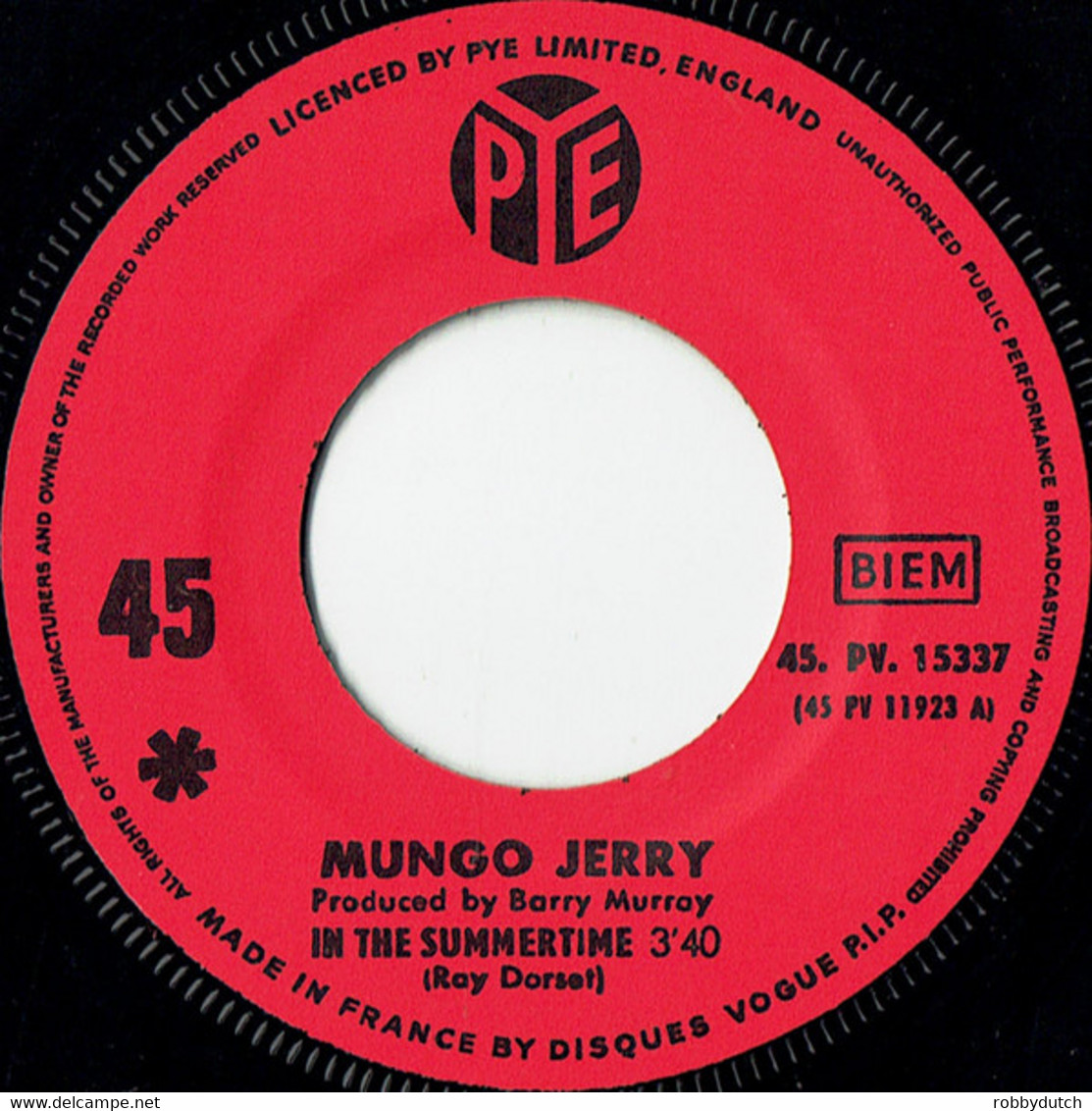 * 7" *   MUNGO JERRY - IN THE SUMMERTIME (France 1970) - Country Et Folk