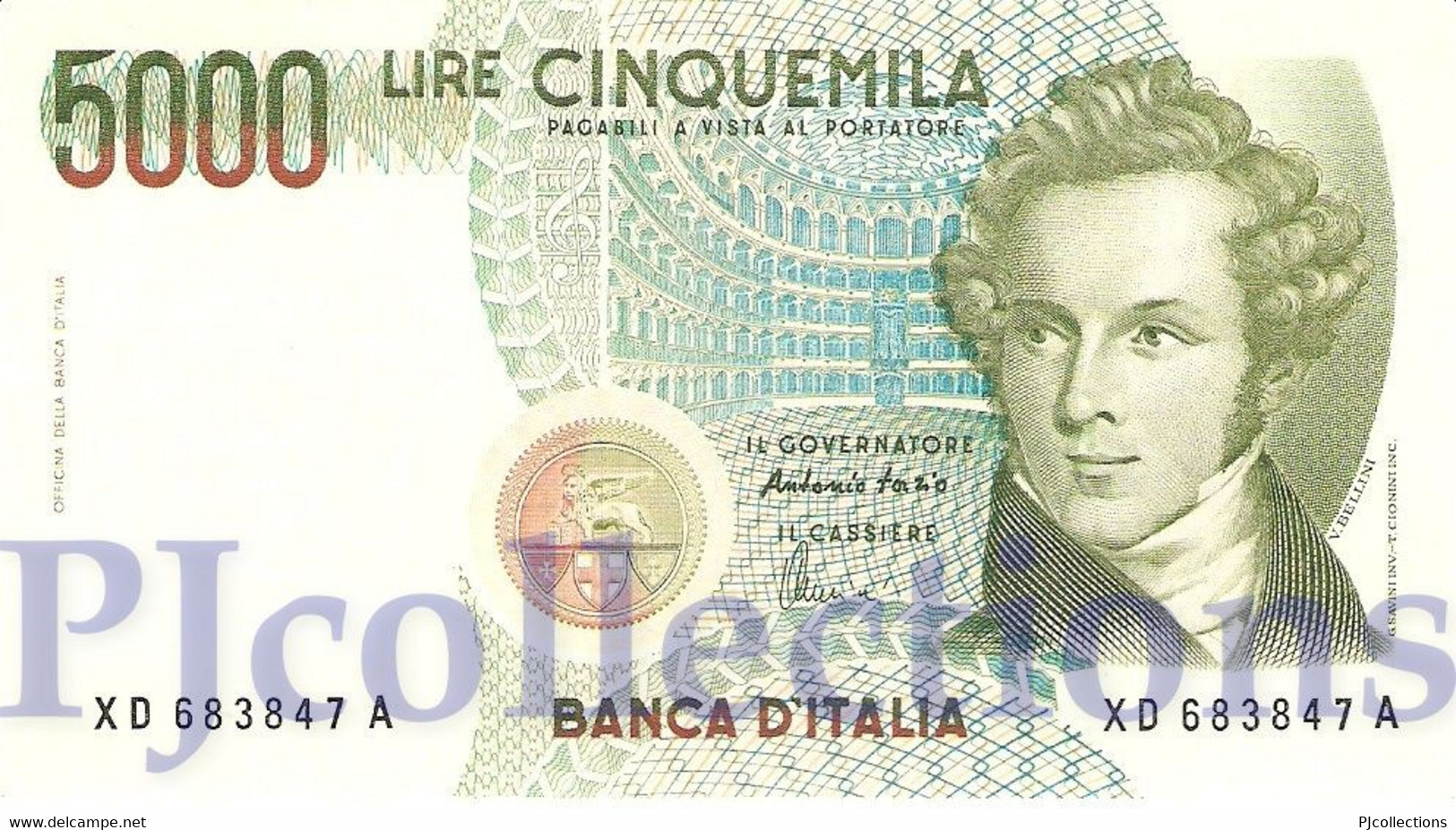 ITALIA - ITALY 5000 LIRE 1985 PICK 111c XF/AU PREFIX "XD" REPLACEMENT - 5000 Lire