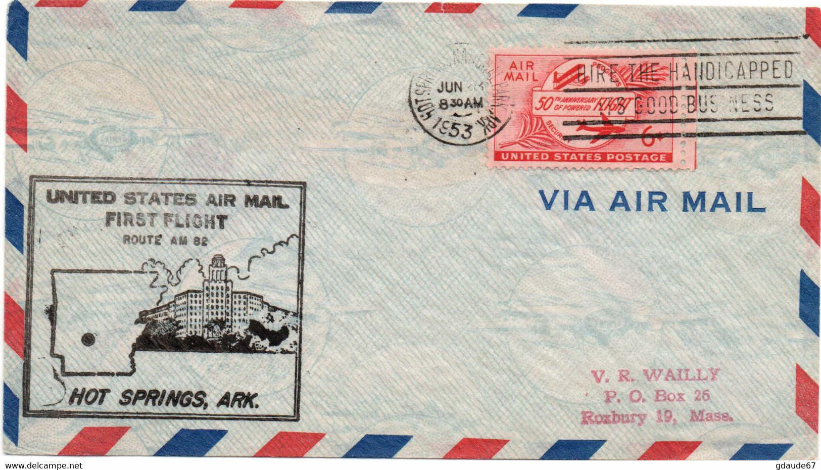 1953 - ENVELOPPE 1er PREMIER VOL / FIRST FLIGHT AIR MAIL - POSTE AERIENNE / AVION / AVIATION - 2c. 1941-1960 Lettres