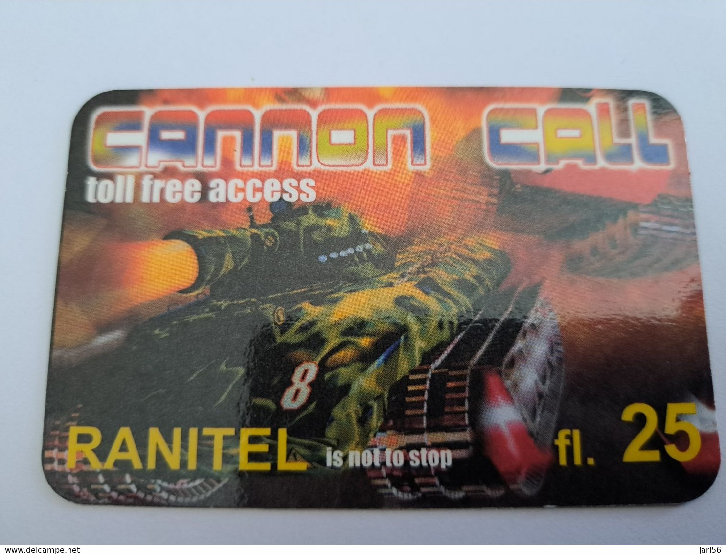 NETHERLANDS  HFL 25,-  CANNON CALL /RANITELL ARMY/TANK   / OLDER CARD    PREPAID  Nice Used  ** 11208** - Cartes GSM, Prépayées Et Recharges