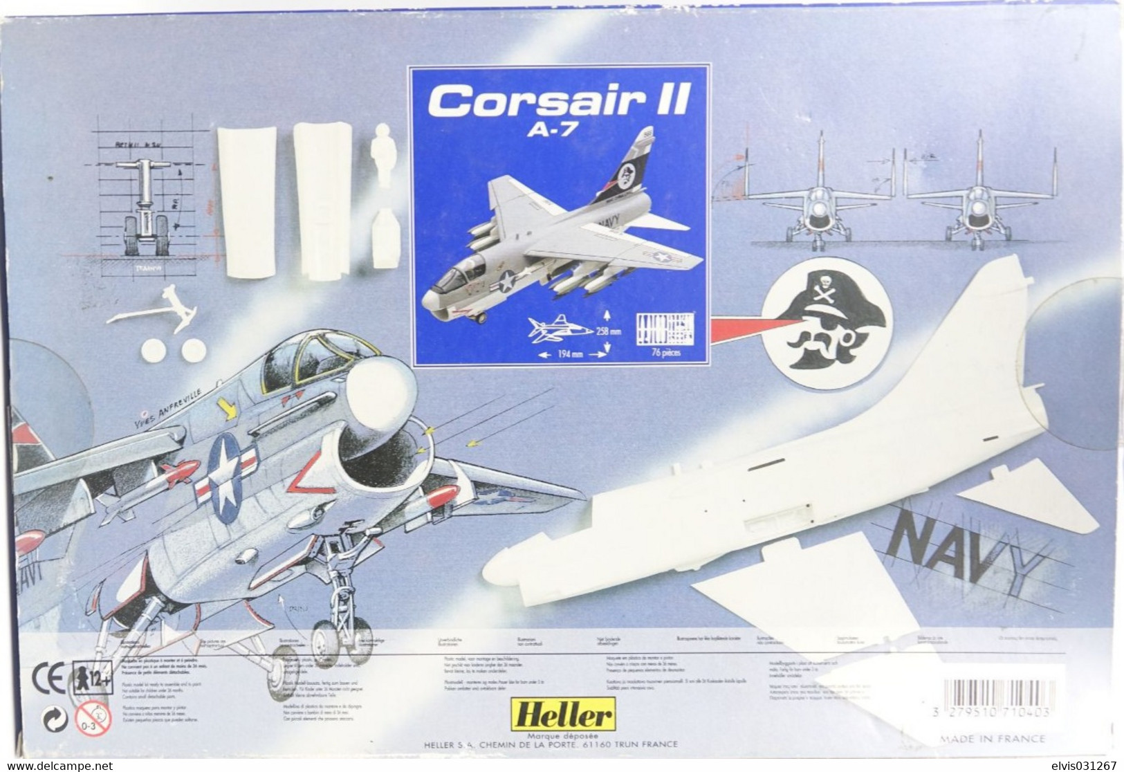 Vintage MODEL KIT : Heller 60329 Corsair II 2 A-7 1980's MINT IN BOX , Vintage - Small Figures