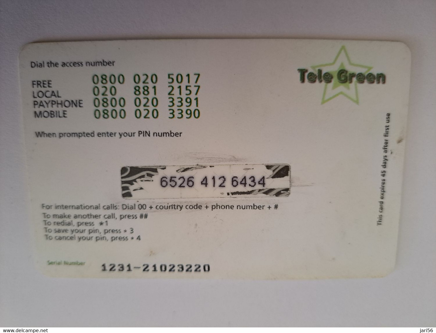 NETHERLANDS  € 12,- TELE GREEN / STARS       / OLDER CARD    PREPAID  Nice Used  ** 11217** - Cartes GSM, Prépayées Et Recharges