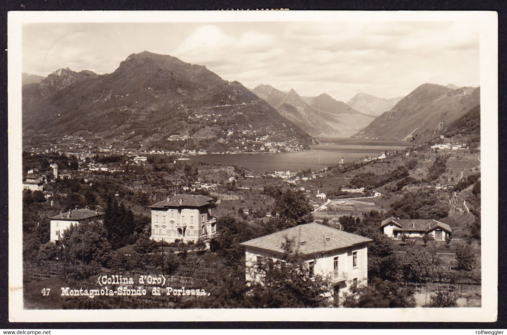 1933 Gelaufene AK Montagnola-Sfondo Di Porlezza Nach Turin Mit Italienischen Strafportomarken. Mehrfach Gestempelt - Montagnola