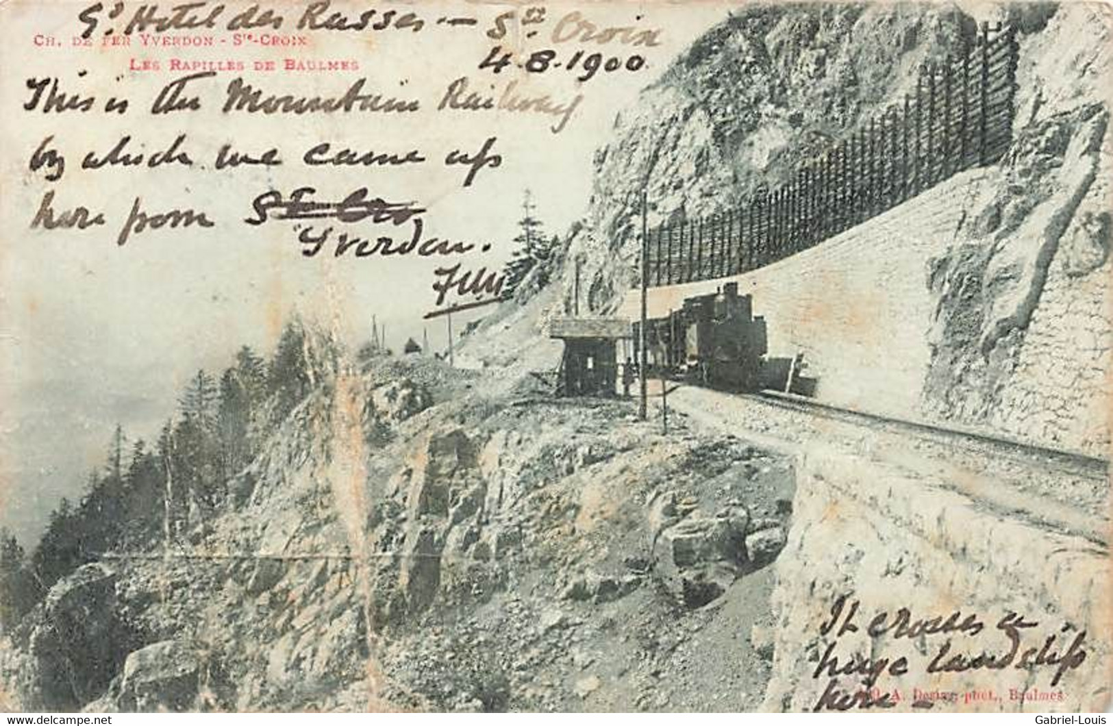 Ch. De Fer Yverdon Ste Croix Les Rapilles De Baulmes 1900 Train Locomotive Gare - Baulmes