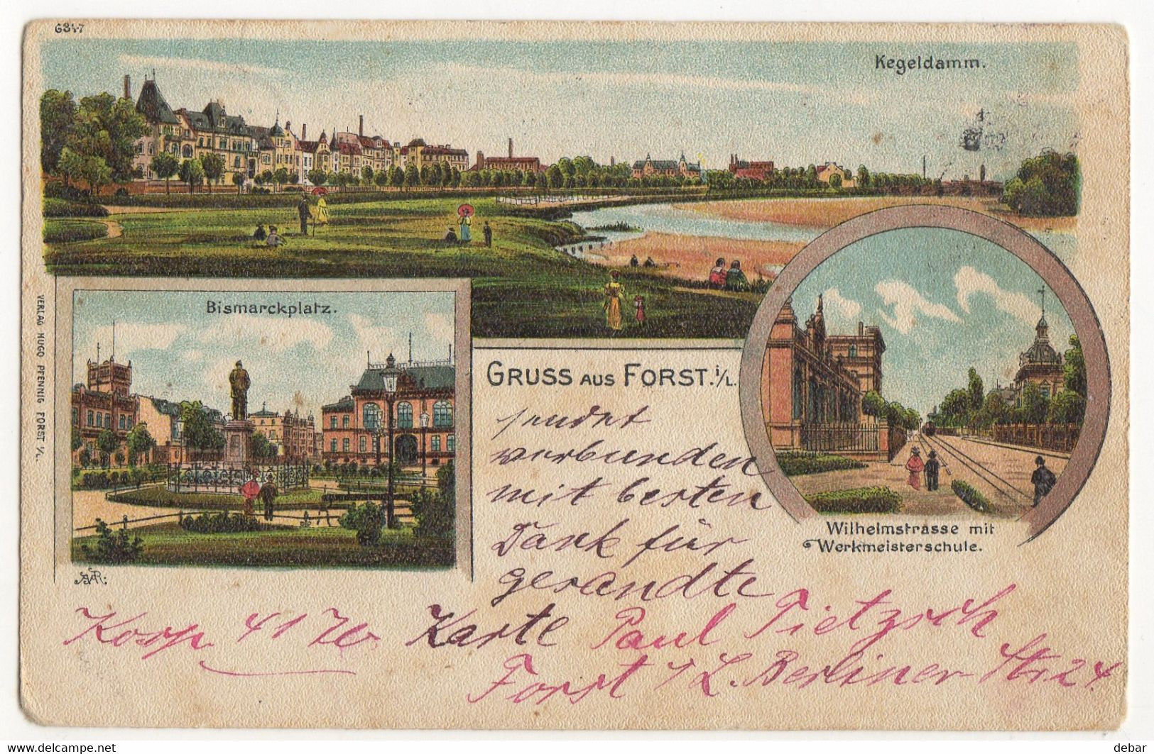 GRUSS AUS FORST LITHO -  Deutschland Germany Gruss Aus Forst Litho Postcard - Forst