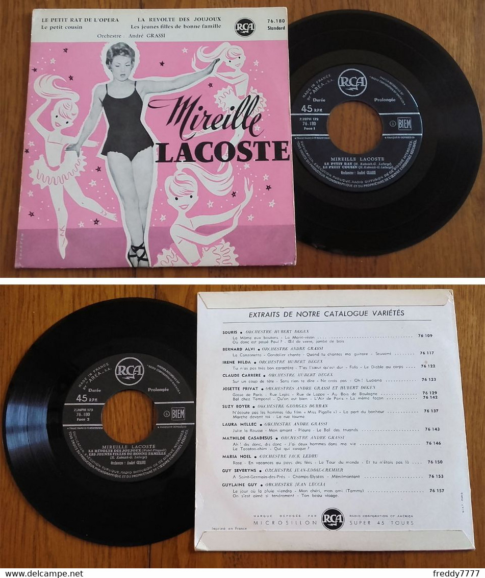 RARE French EP 45t RPM BIEM (7") MIREILLE LACOSTE (1958) - Ediciones De Colección