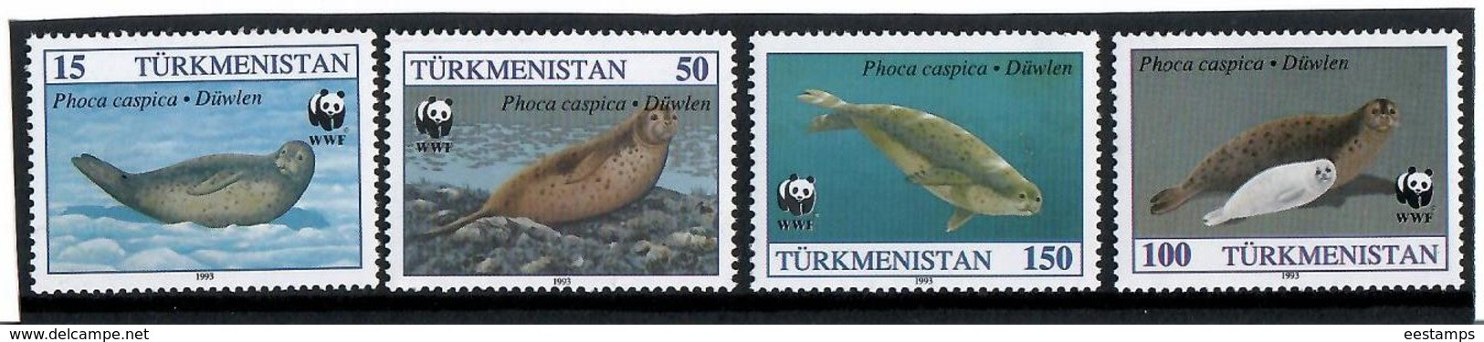 Turkmenistan. 1993 WWF (Caspian Seals). 4v. - Turkménistan