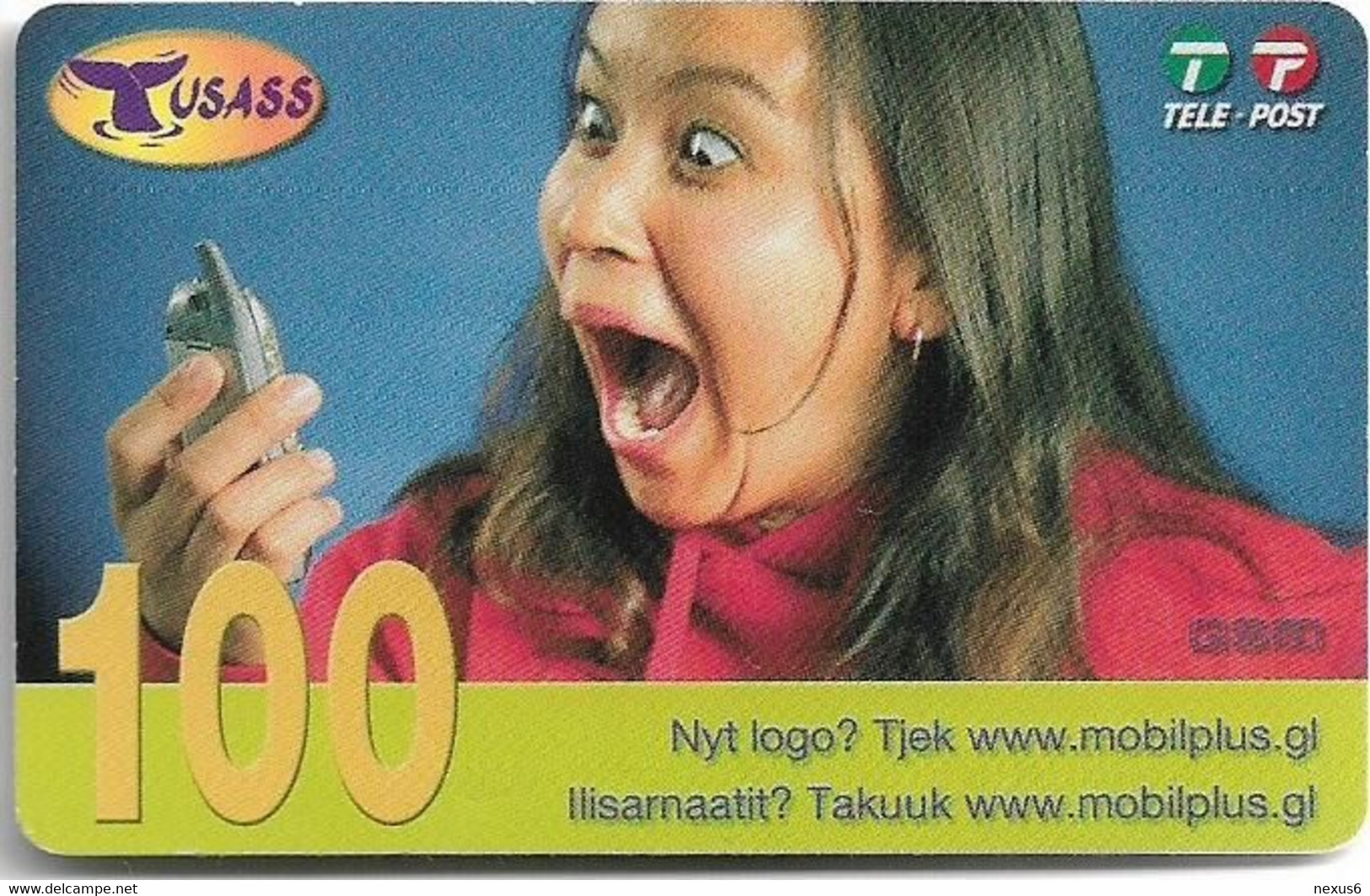 Greenland - Tusass - Girl With Mobile, GSM Refill 100kr. Exp. 03.11.2007, Used - Grönland