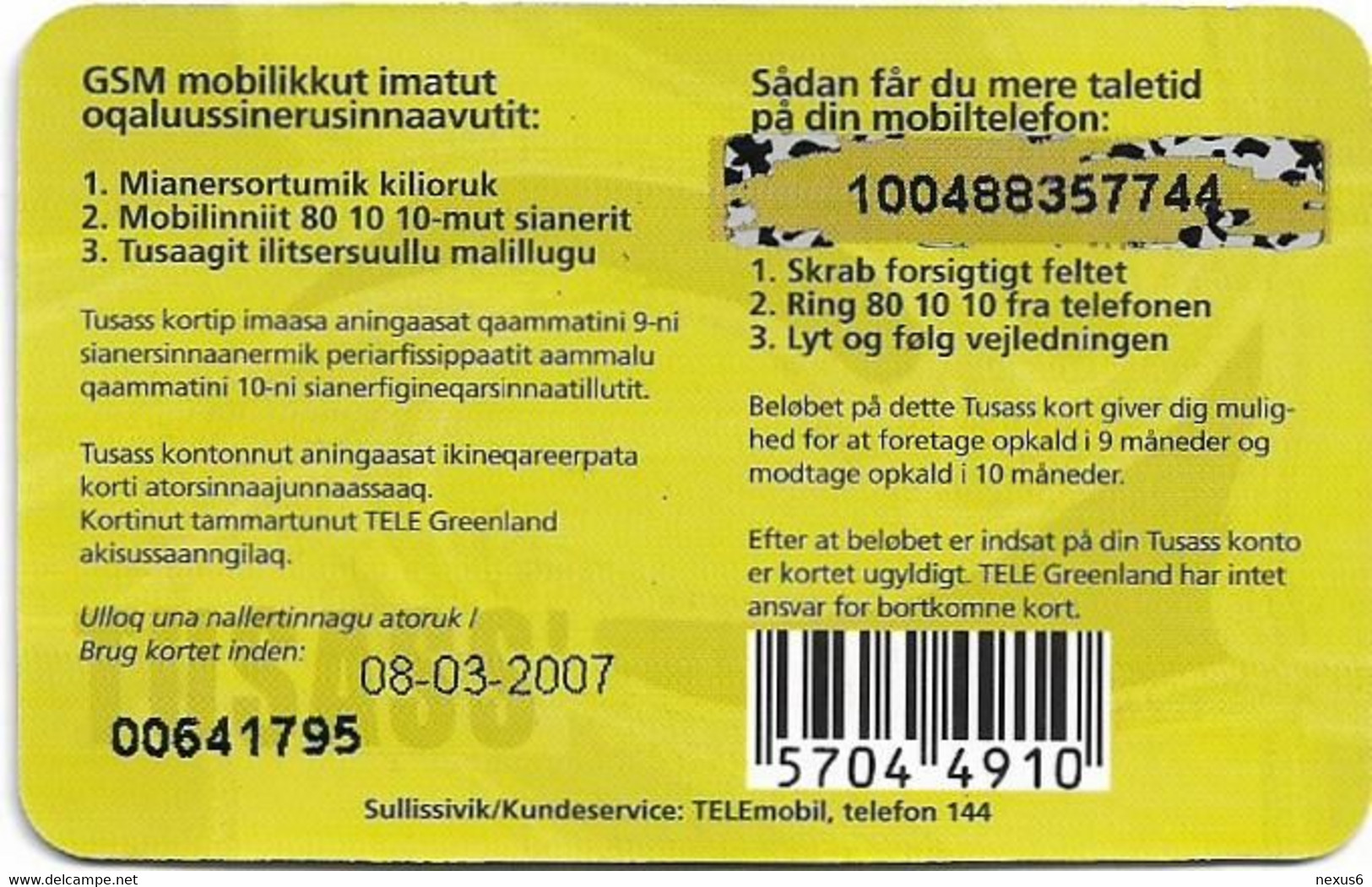 Greenland - Tusass - Two Girls With Mobile, GSM Refill, 100kr. Exp. 08.03.2007, Used - Groenland