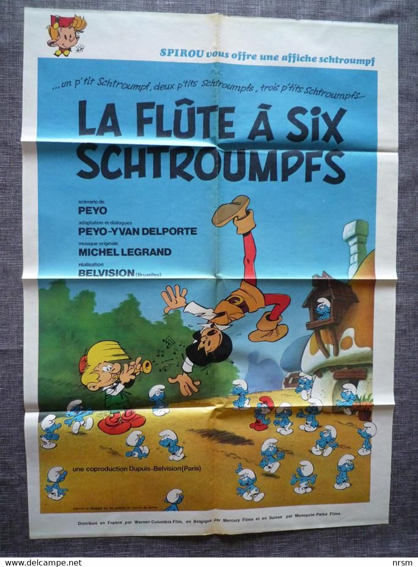 BD / Schtroumpf / Peyo / Poster La Flûte à 6 Schtroumpfs + Verso Dessin Tableau De Bord Cessna 150 (Jean-Luc Beghin) - Affiches & Offsets