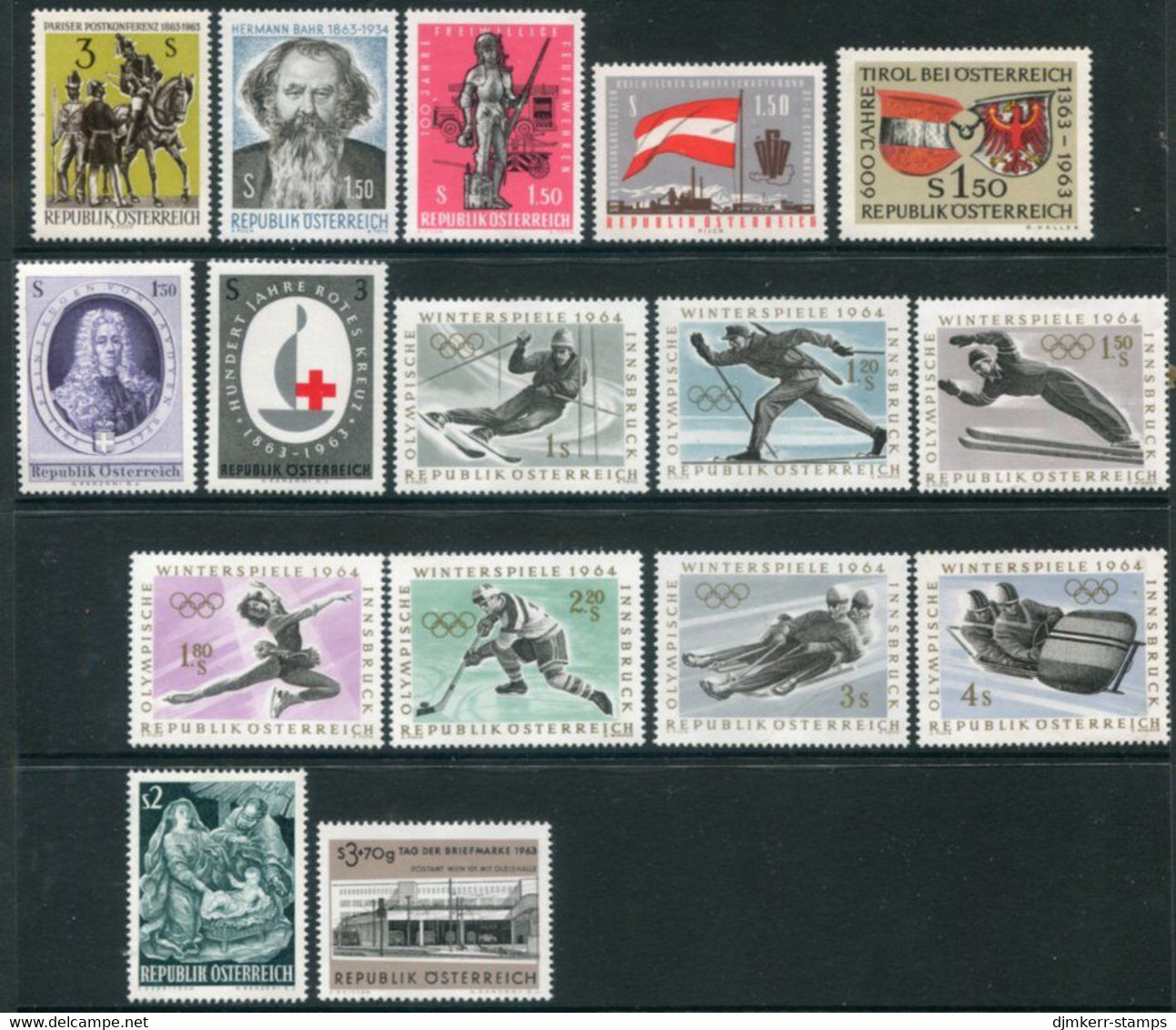 AUSTRIA 1963 Complete Commemorative Issues MNH / **.  Michel  1129-44 - Ungebraucht