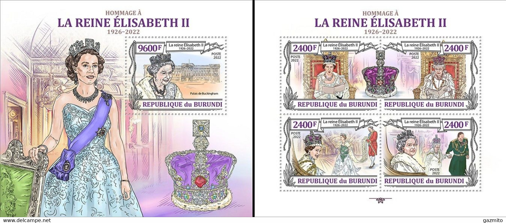 Burundi 2022, In Memoriam Queen Elisabeth, 4val In BF+BF - Unused Stamps
