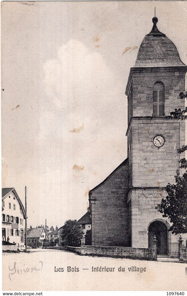 LES BOIS : COMMUNE SUISSE DU CANTON DU JURA. INTERIEUR DU VILLAGE, EGLISE - Les Bois