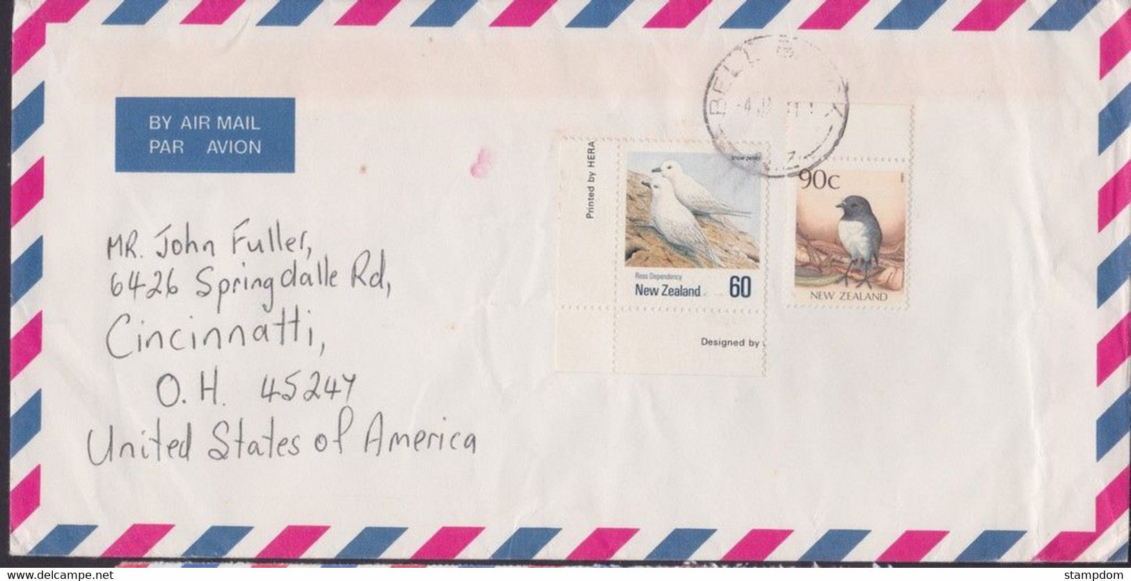 NEW ZEALAND 1990? COVER Bell Block To USA @D8562L - Cartas & Documentos