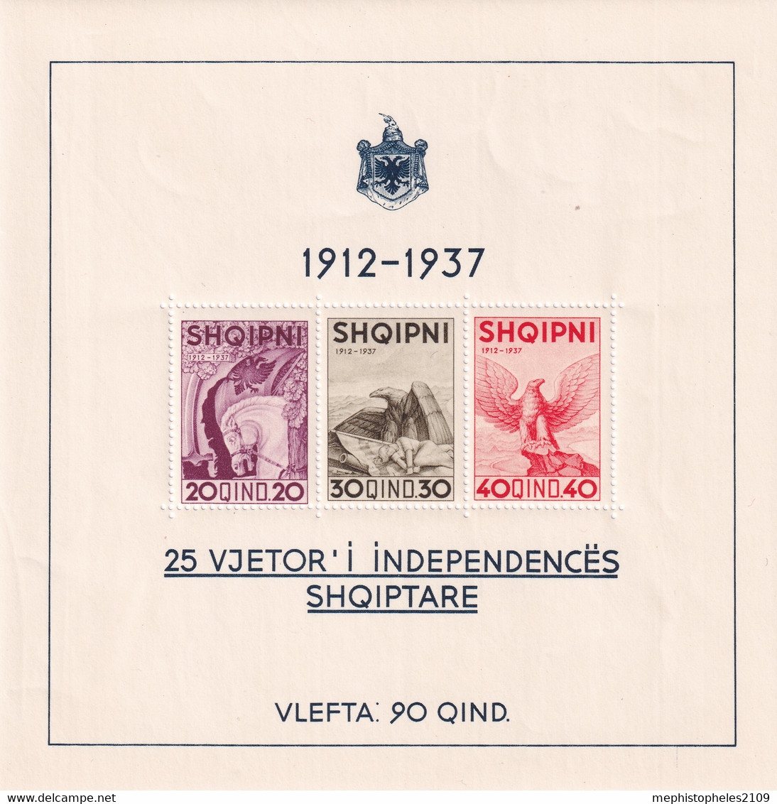 ALBANIA 1937- MNH - Mi Block 1 - Independence - Albania