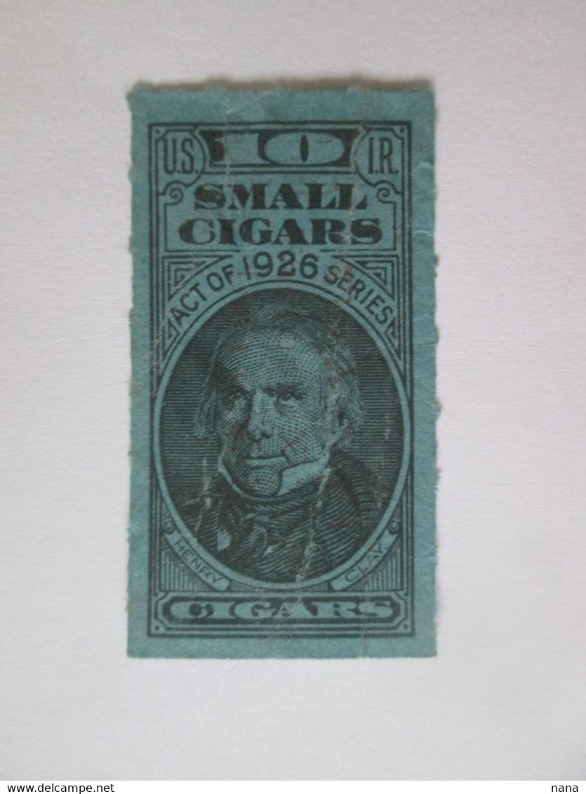 United States 10 Small Cigars 1926 Tax Revenue Stamp With Overprint - Revenues