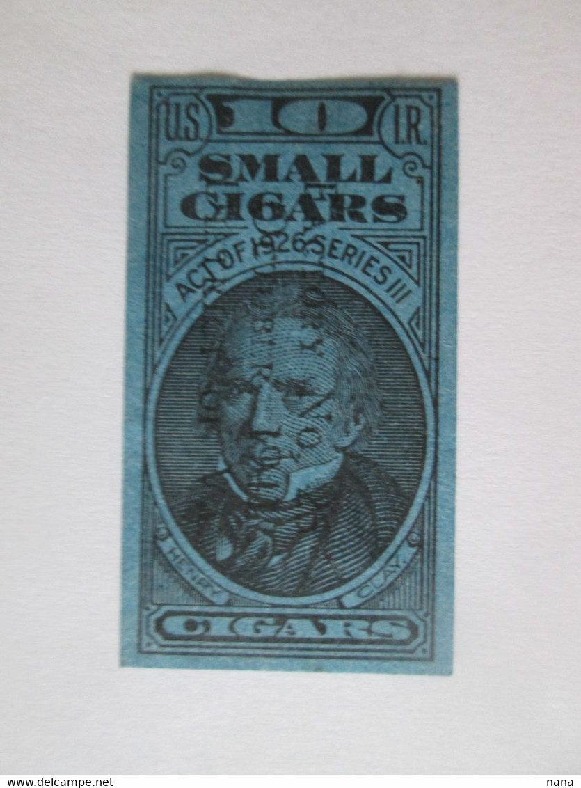 United States 10 Small Cigars 1926 Tax Revenue Stamp Series III With Overprint - Revenues