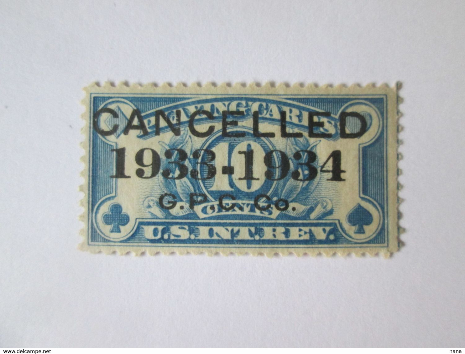 United States Cancelled 1933-1934 Playing Cards Tax Revenue Stamp 10 Cents - Revenues