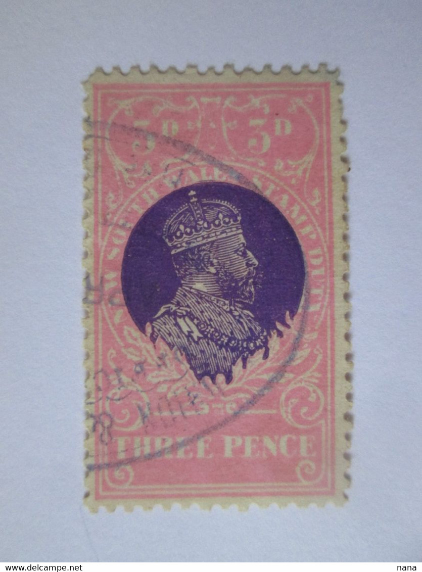 New South Wales 1908-1914 King Edward VII 3 Pence Revenue Stamp Duty - Fiscaux